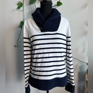J. Crew navy blue striped sweater medium